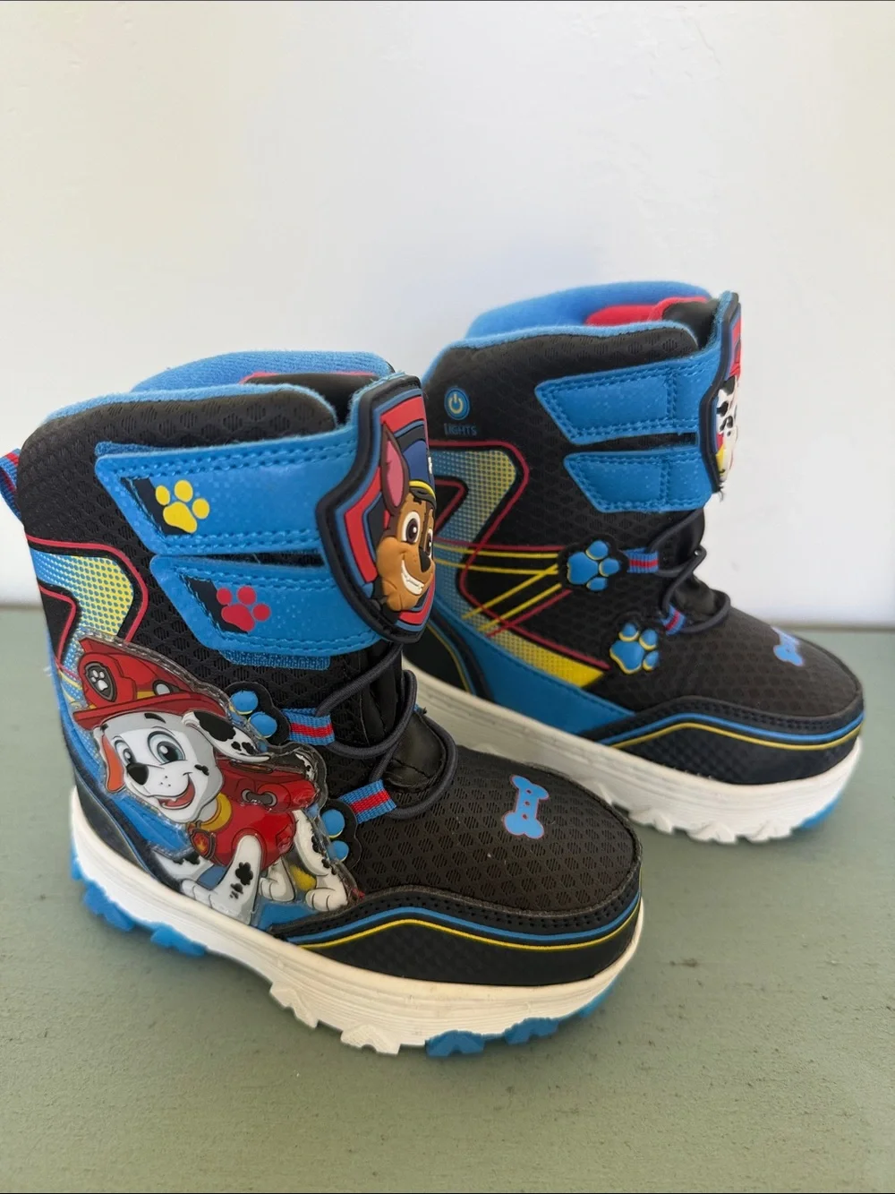 Toddler Winter Snow Boots Light Up Boys Blue Paw Patrol Chase Marshall Size 8